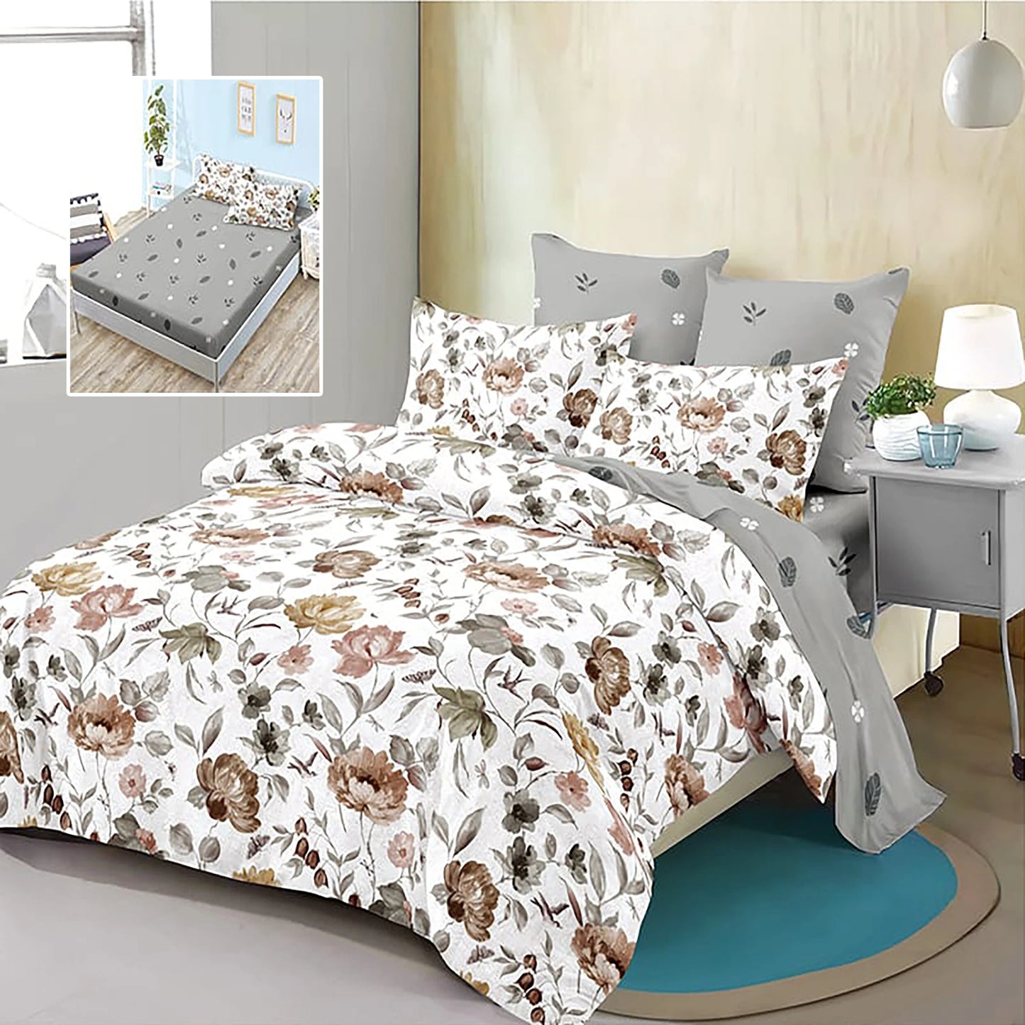 Есенна градина- 6 части с ластик 100% памук