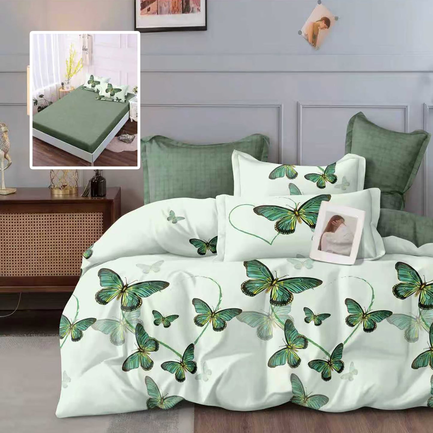 Зелени пеперуди - 6 части с ластик 100% памук