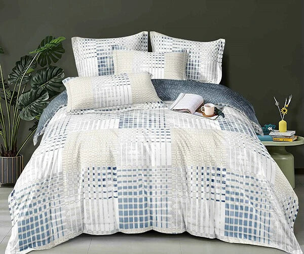 Бяло-сини - Единично легло 100% памук