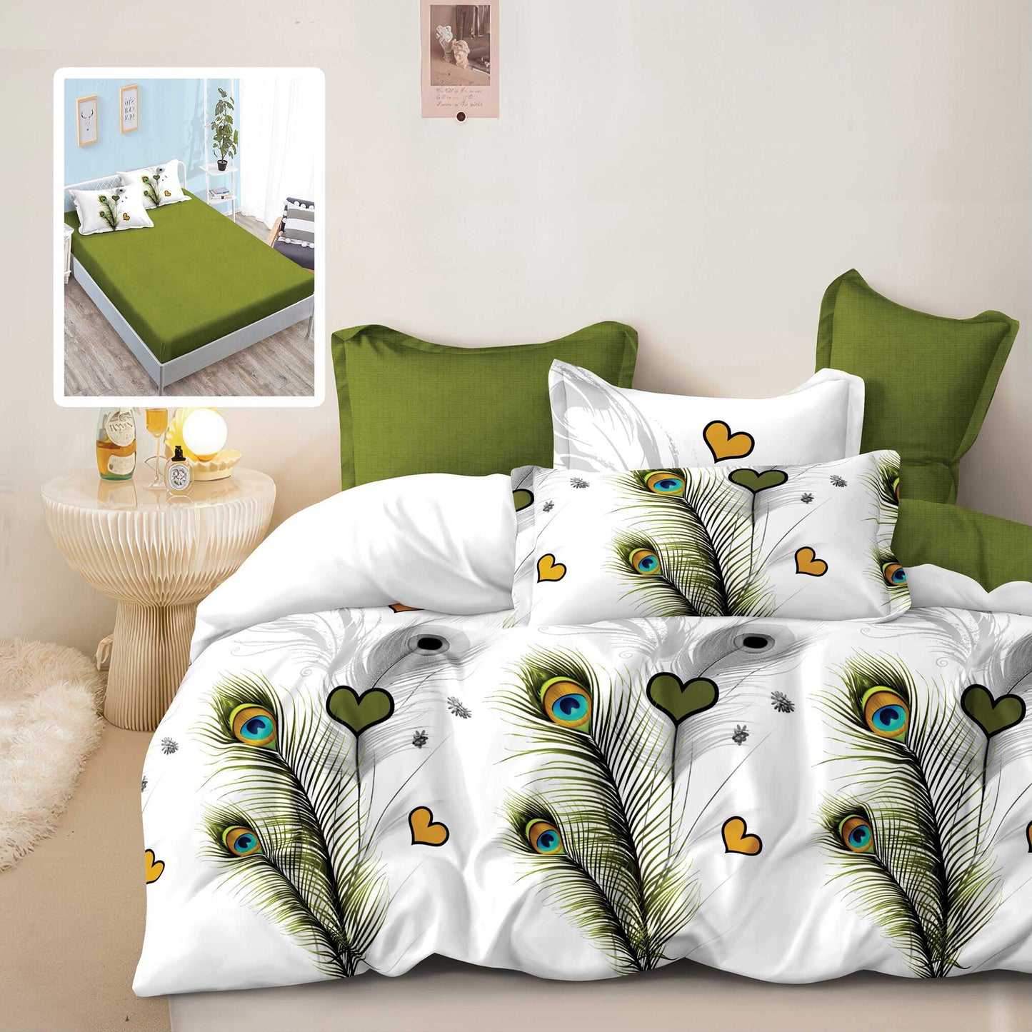 Паунови пера- 6 части с ластик 100% памук