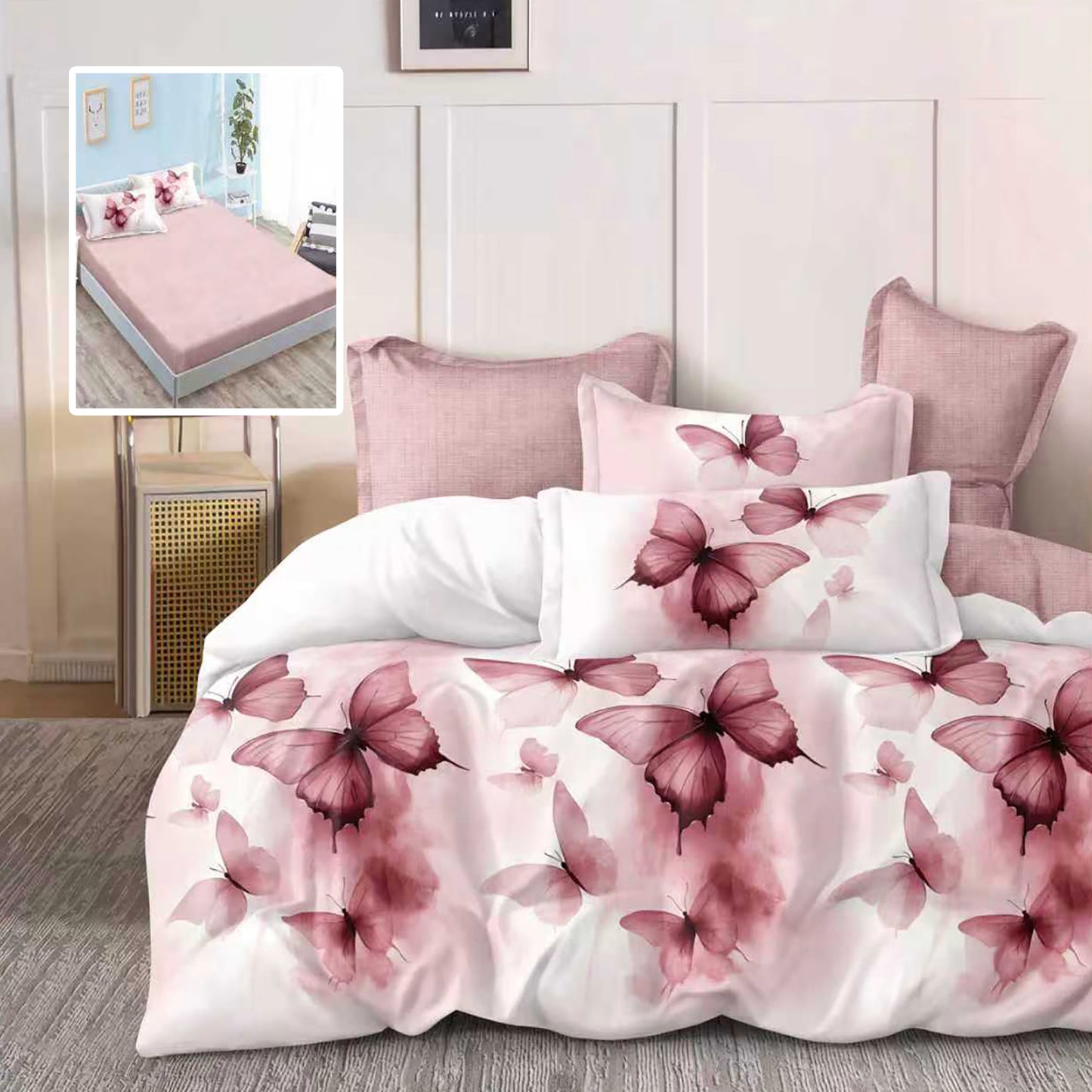 Розови пеперуди - 6 части с ластик 100% памук