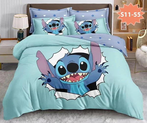 5D Стич светло син - Единично легло 100% памук